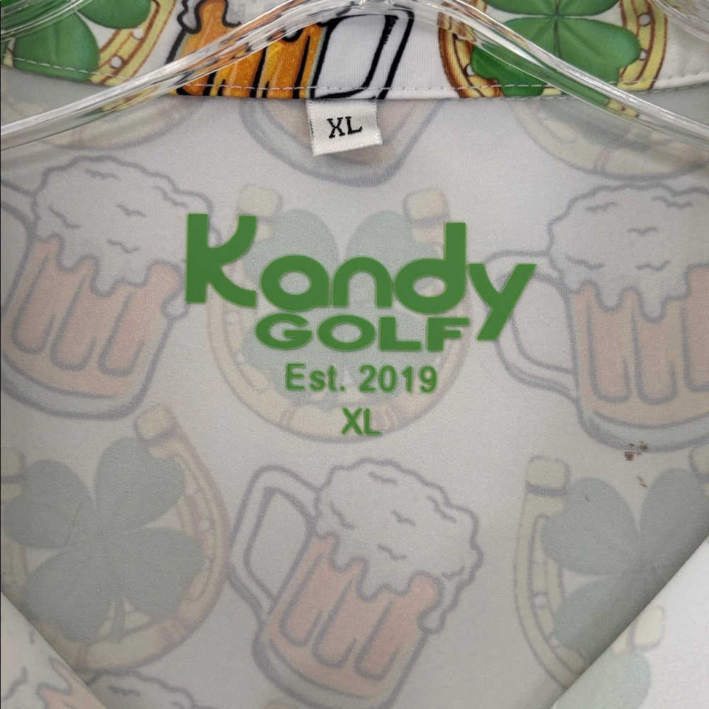 Kandy Golf St. Patrick’s Beer Horseshoe Clover Tank Polo Top Size XL - Picture 4 of 9